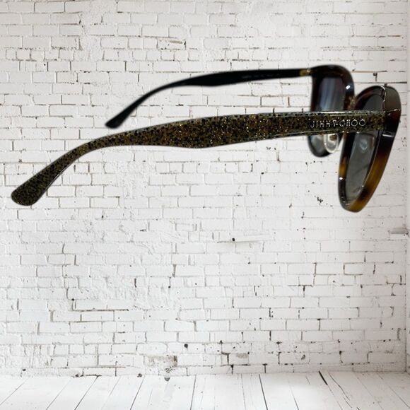 Jimmy Choo Cade Women's Havana Glitter Sunglasses w/ Gold Flash Lens - OCY FQ - Picture 1 of 7